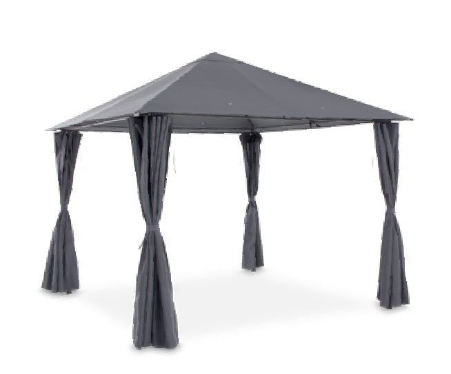 Cort pavilion cu pereti Shamal, culoare gri, 3 x 3 m