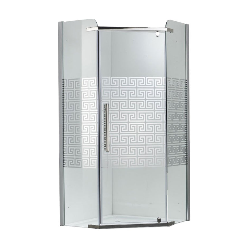 Cabina de dus pentagonala, Belform Maze, 90x90 cm, cu usa batanta, deschidere dreapta