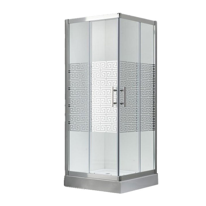 Cabina de dus patrata Belform Maze, 2 usi culisante, sticla securizata 6 mm, geam transparent, profil crom, 80x80x185 cm