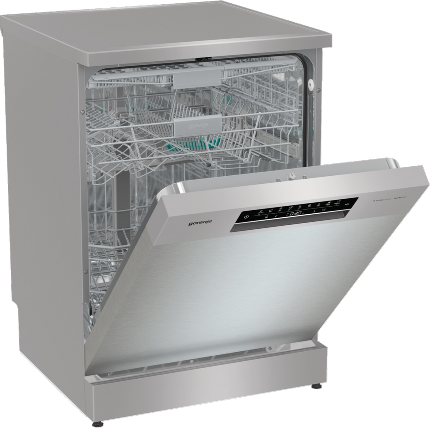 Masina de Spalat Vase GORENJE GS673C60X, 16 seturi, 7 programe, 60 cm, Clasa C, Argintiu