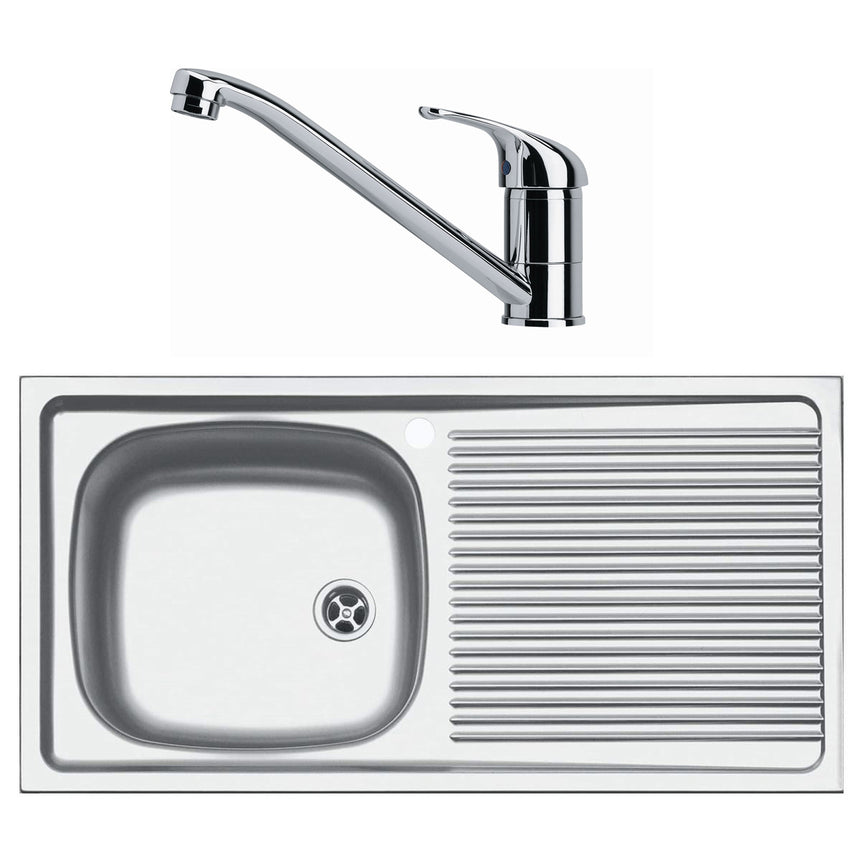 Pachet chiuveta bucatarie Franke ESN 611-86 + Baterie Franke Basic Crom,860x435mm, picurator stanga, Inox lucios