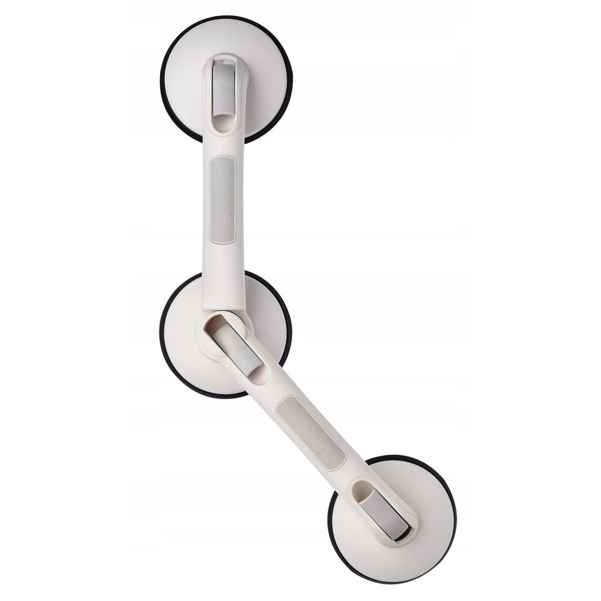 Suport de baie inclinat, Ridder, Rob L, universal, 59,5 cm, 12,5 cm, 7 cm, cu ventuze, alb, set de 1, ABS, usor de curatat, rezistent pana la 120 kg, ideal pentru calatorii