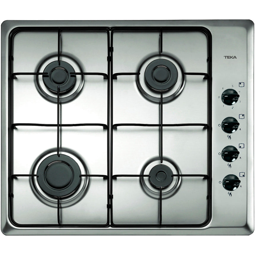 Plita incorporabila Teka HLX 60 4G AI AL,Gaz, 4 arzatoare, Butoane laterale, Aprindere electrica, 60 cm, Inox