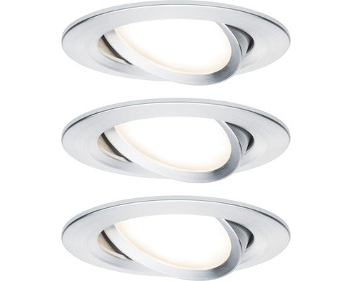 Spoturi Led Incastrate Nova 6, 5w Ø84 Mm, Module Becuri Led Coin Incluse, Nuanta Aluminiu, Pachet 3 Bucati