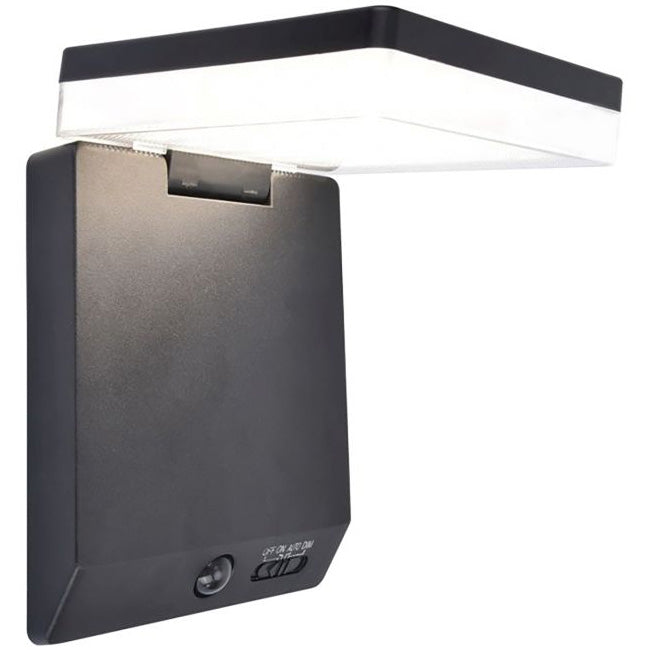 Aplica cu panou solar Lutec Moze, senzor de miscare, 8W, 1000 lm, 1500 mAh, lumina alba neutra (4000K), IP44, Negru mat