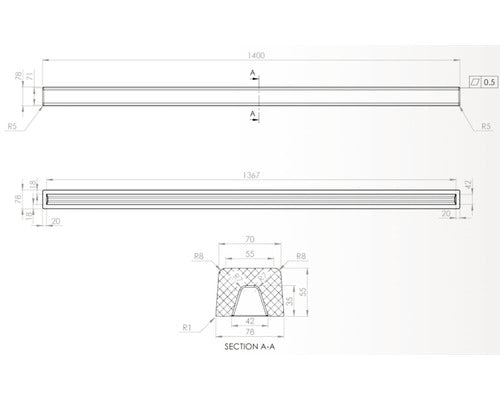 Prag cabina dus drept din granixit 140 cm Arctic