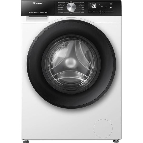Masina de Spalat Rufe Frontala HISENSE WF3S8043BW3, Steam, 8 kg, 1400rpm, Clasa A, Wi-Fi, Alb