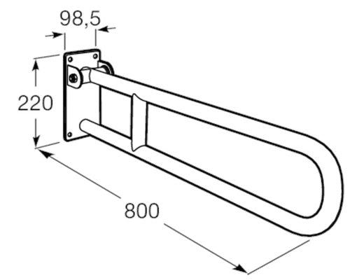 Bara de prindere rabatabila Roca Access Comfort 80 cm inox satinat