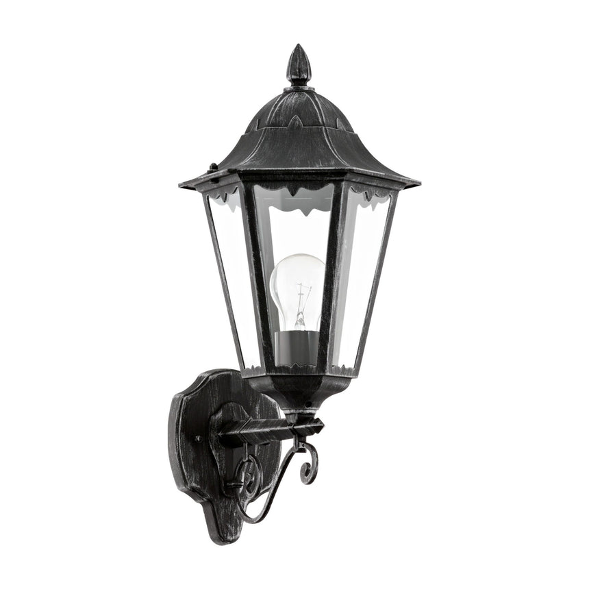 Aplica exterior EGLO NAVEDO 93457 - E27 1X60W IP44 - Sticla - Argintiu Patinat - Negru