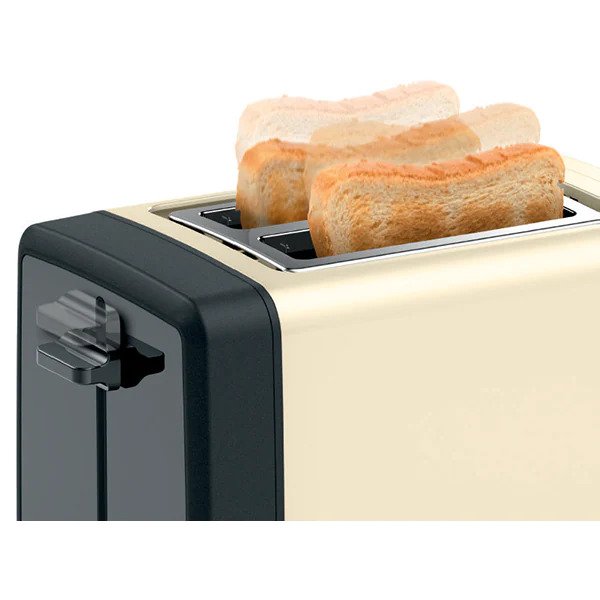 Prajitor de paine BOSCH DesignLine TAT4P427, 2 felii, 970W, Negru/ bej