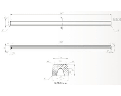 Prag cabina dus drept din marmura compozita 140 cm Venge Dark