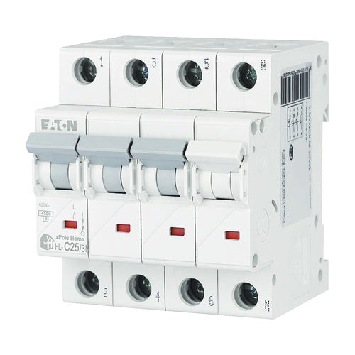 Siguranta electrica automata EATON 194813, HL-C25/3N, latime 4 module, 4,5kA, 3P+N, caracteristica C, 25A