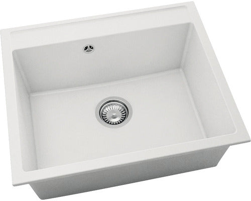 Chiuveta Bucatarie Cu O Cuva Fat Avangard 227 60x51 Cm, Fara Picurator, Fatgranit Pure White