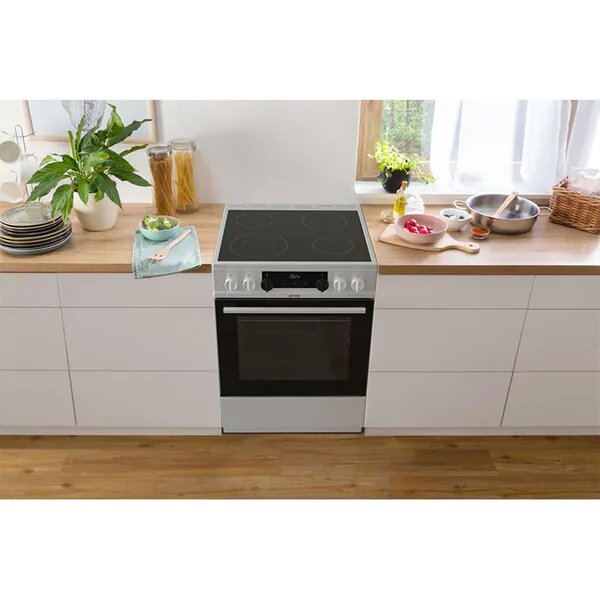Aragaz GORENJE ECS6350XC, 4 arzatoare, Electric, L 60 cm, Inox-Negru