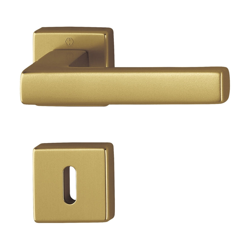 Maner usa interior, Hoppe Toulon, cu rozeta patrata pentru cheie, material aluminiu, culoare bronz, 128x49mm
