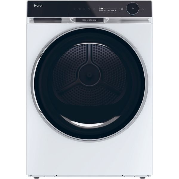 Uscator HAIER HD90-A3Q397U1-S, Pompa de caldura, motor Inverter, clasa C, 9 kg, conectivitate WiFi/ hOn, i-Refresh Pro, Display TFT, Twin Turbo, Dry Sensor, alb