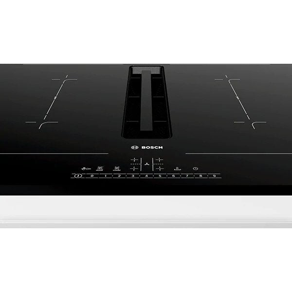 Plita incorporabila Bosch PVQ731F15E, Inductie, 4 zone de gatit, Mod hota integrat, Timer, QuickStart, Detectare vase, 70cm, Negru