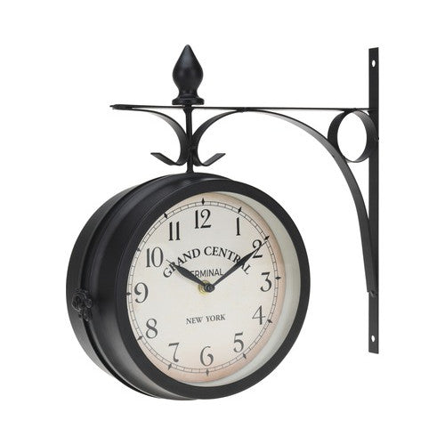 Ceas de perete cu suport, doua fete, metal, 33 cm