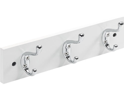 Cuier De Perete Cu 3x2 Carlige Hettich Country 300x80x75 Mm, Lemn Alb Lacuit