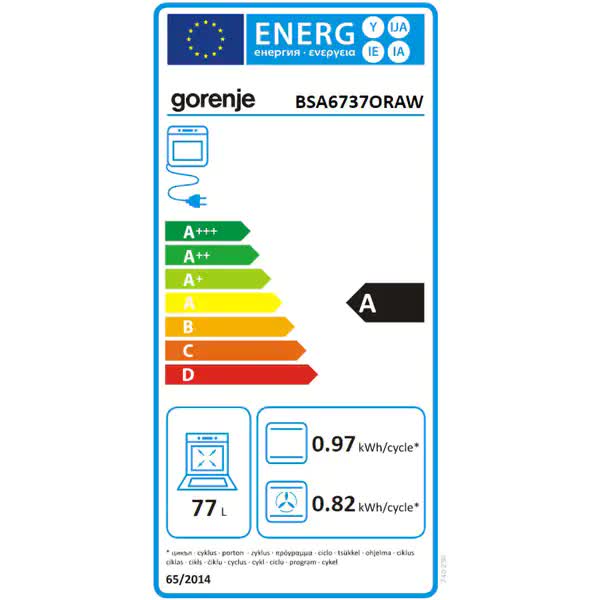 Cuptor Incorporabil GORENJE BSA6737ORAW, Electric, Autocuratare Catalitica, 77 l, Clasa A, Alb