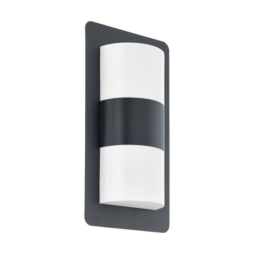 Aplica exterior, CISTIERNA, EGLO, E27, 2x10W, otel zincat, antracit, plastic, alb, 18 x 35 x 9 cm, IP44