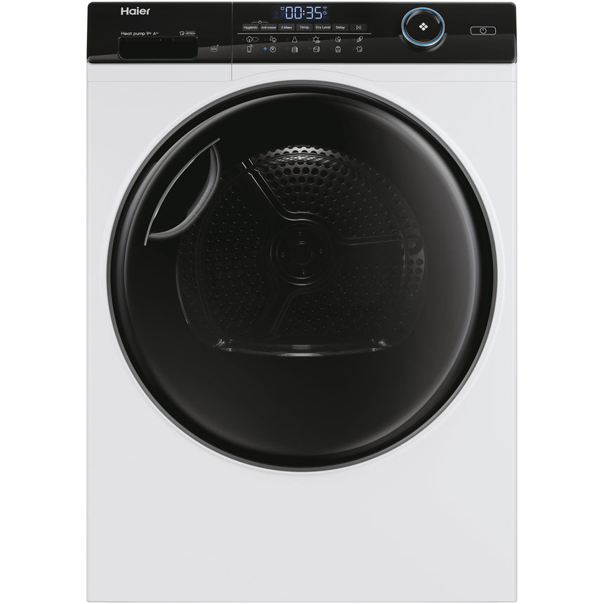 Uscator de rufe Haier HD90-A2959, Pompa de caldura, 9 kg, Clasa A++, 11 programe, Inverter motor, Wi-Fi, iRefresh, Dry Sensor, Pillow drum, iTime, Filtru triplu, Alb