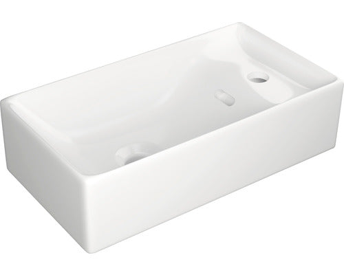 Lavoar de dimensiuni mici Jungborn Nove, baterie pe dreapta, 25x51 cm, alb lucios