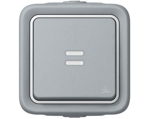 Intrerupator Simplu si Cap-scara Legrand Plexo Ip55 Gri, Cu Lumina, Montaj Aplicat