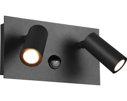 Aplica spot cu LED integrat Tunga 2x4W 420 lumeni, senzor de miscare, pentru exterior IP54, antracit