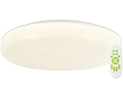 Plafoniera cu LED integrat Twister 51W 5100 lumeni, lumina alba 3000-6500K, cu telecomanda, pentru baie IP44, plastic alb
