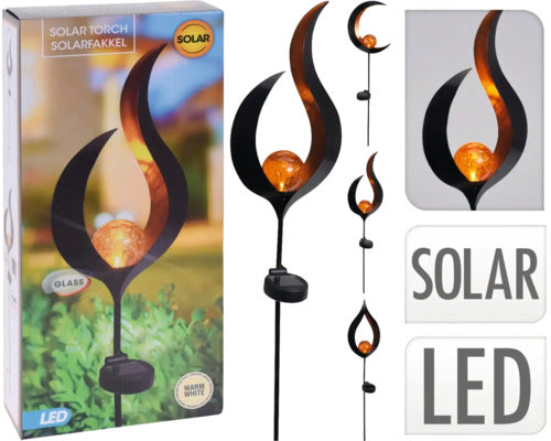 Lampa Solara Led Floare De Metal H 23 Cm, Alb Cald