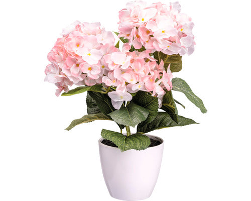 Planta Artificiala Hortensie In Ghiveci H 32 Cm Roz Deschis