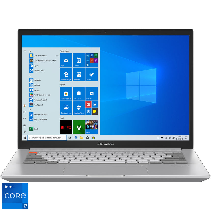 Laptop ultraportabil ASUS VivoBook Pro 14X OLED N7400PC cu procesor Intel® Core™ i7-11370H, 14", WQXGA+, OLED, 16GB, 1TB SSD, NVIDIA® GeForce® RTX™ 3050 4GB, Windows 10 Pro, Cool Silver
