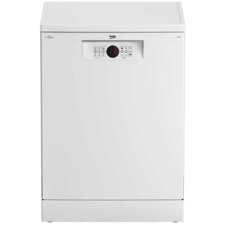 Masina de spalat vase Beko BDFN26430W, 14 seturi, 6 programe, Clasa D, Hygiene Intense, Quick&Shine, AutoGlassShield, Flexible HalfLoad, Deschidere usa automata, 60 cm, Alb