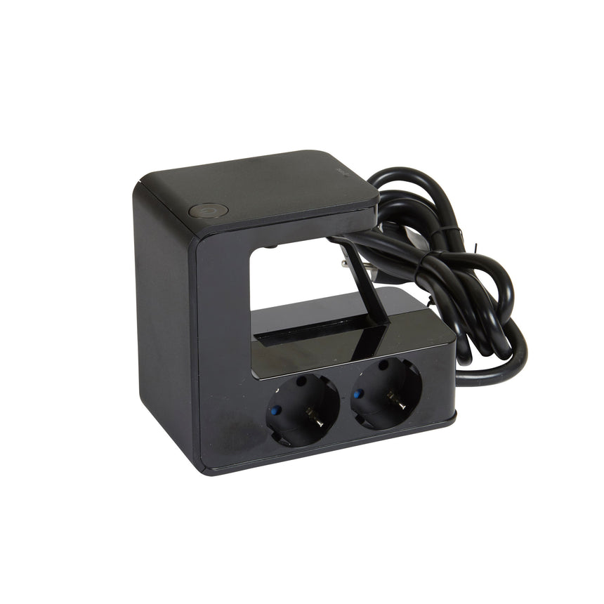 Prelungitor clipsare pentru birou Legrand U-Power L694812, cu intrerupator iluminat, 2xUSB 3.4A, 4 prize, sectiune cablu 3x1.5mm, cordon 1.5m 4x2P+T si 2xUSB tipA (3,4A), cablu 1,5m, intrerupator-led, negru