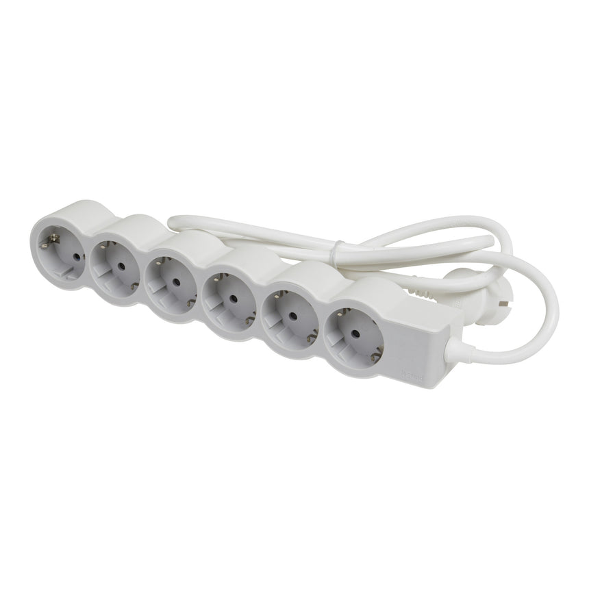 Prelungitor Legrand Revolution L694572, 6 prize, sectiune cablu 3x1.5mm, cablu 5m, Alb/Gri