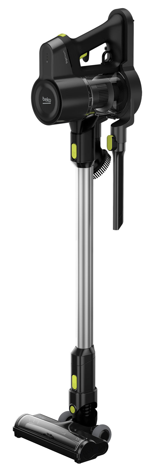 Aspirator Vertical BEKO ErgoClean VRT51225VB, 0.55l, 25.2V, Autonomie maxima 45 min, PerformCyclone, Argintiu-Negru