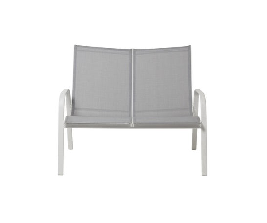 Banca de gradina, metalica, gri, cadru alb, 95.5 x 77 x 112 cm Janeiro