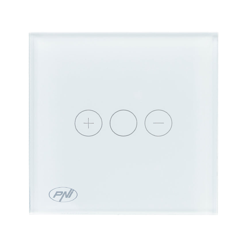 Intrerupator simplu cu touch si dimmer PNI SafeHome DIM101, 1X700W, Live Wire, fara nul, sticla, Alb