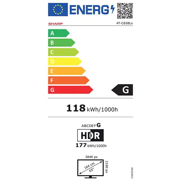 Televizor LED Smart SHARP 65BL5EA Ultra HD 4K, HDR, 164 cm, Clasa G