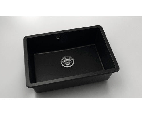 Chiuveta Bucatarie cu o Cuva FAT Avangard 236 66x46 cm fara PicuratorMontare sub Blat, Fatgranit Black Metallic