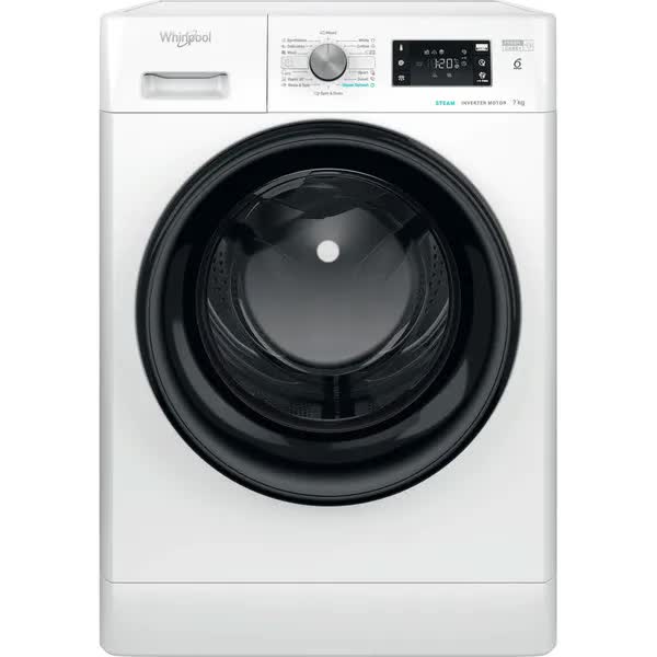 Masina de spalat rufe Whirlpool FreshCare+ FFB 7259 BV EE, 7 kg, 1200 rpm, Clasa B, Steam Refresh, Tehnologia al-6lea Simt, Motor Inverter, Alb/Negru