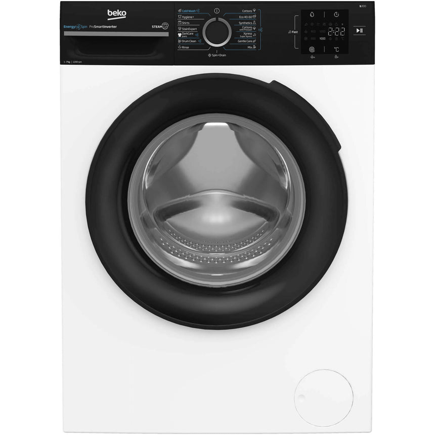 Masina de spalat rufe Beko BM3WFU37213WBPB, 7 kg, 1200 rpm, Clasa A, SteamCure, Recycled Tub, ProSmart Inverter Motor, AddXtra, Alb