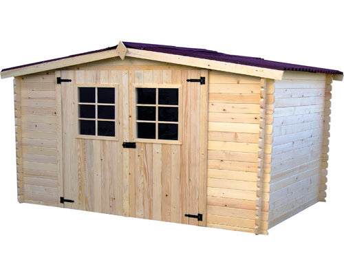 Casuta De Gradina Habrita Fara Podea Lemn Masiv Rasinoase 315x304 Cm Natur