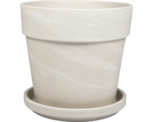 Set Ghiveci Si Farfurie Dickob Calima Ø 29 Cm H 25, 6 Cm Alb