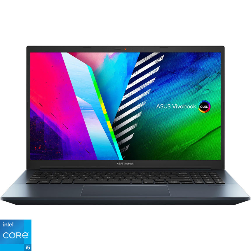 Laptop ASUS VivoBook Pro 15 K3500PA cu procesor Intel® Core™ i5-11300H, 15.6", OLED, Full HD, 8GB, 512GB SSD, Intel Iris Xᵉ Graphics, No OS, Quiet Blue