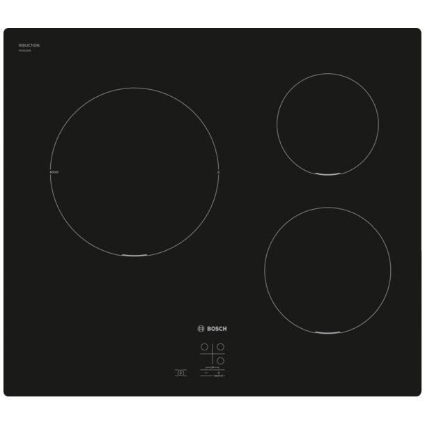 Plita incorporabila Bosch PUC611AA5E, Inductie, 3 zone de gatit, PowerBoost, 60 cm, Negru