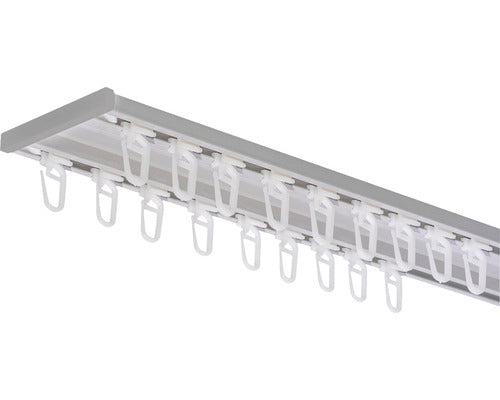 Set Sina Perdea Aluminiu, 2 Canale, Gri, 140 Cm, Include Accesorii