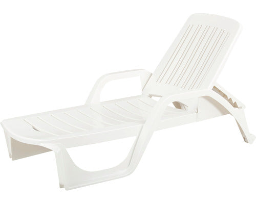 Sezlong Plaja Reglabil Bica Zanzibar 190x46x71 Cm Alb