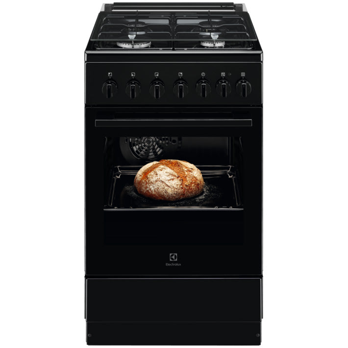 Aragaz Electrolux LKK520002K, Mixt, 4 arzatoare gaz, Cuptor electric multifunctional,Aprindere integrata, Grill electric, Clasa A, 50 cm, Negru